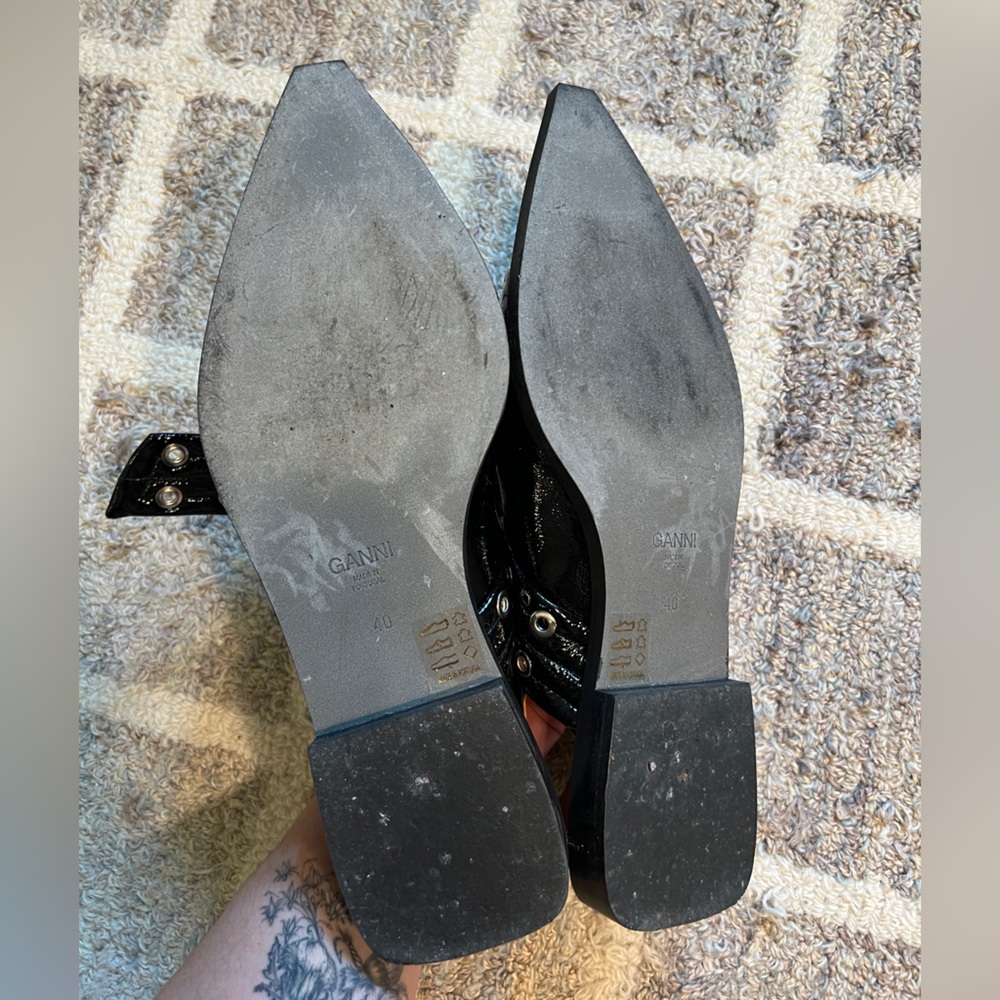 Ganni Black Studded Flats - Picture 3 of 3
